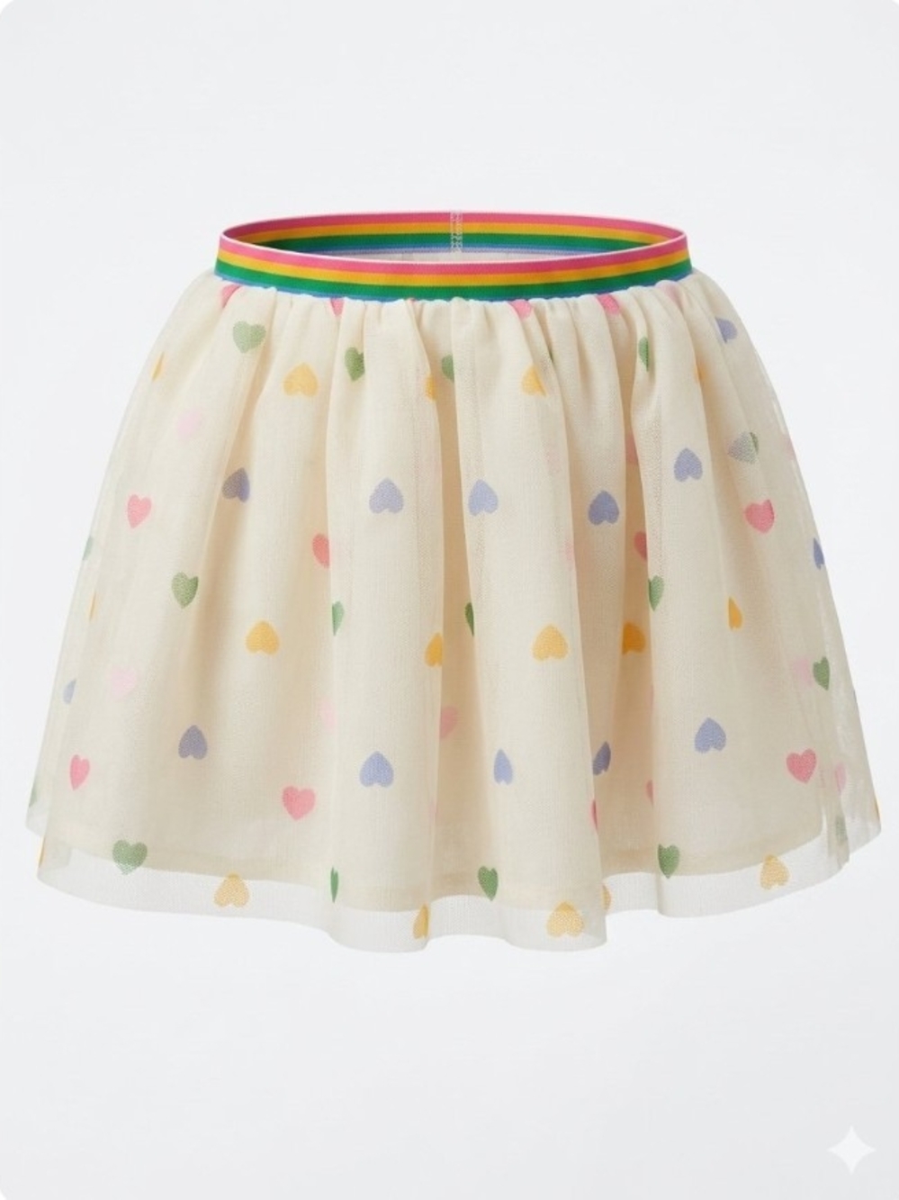 Pastel Rainbow Heart Tulle Tutu Skirt Balletcore Kawaii Kidcore Size 3T